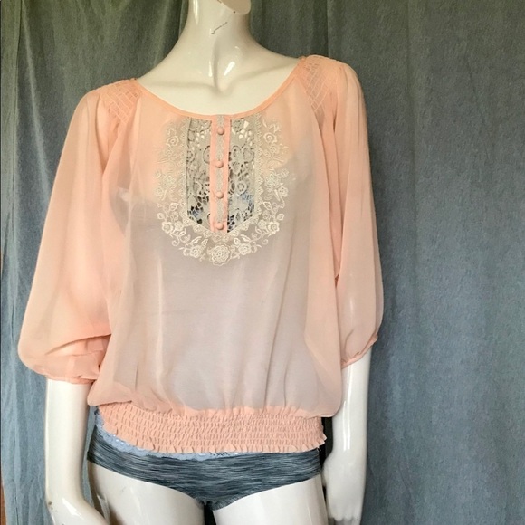 BOHO peach blouse medium - Picture 4 of 6